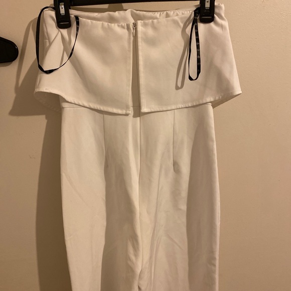 White Bandeau Double Layer Jumpsuit - Picture 7 of 7